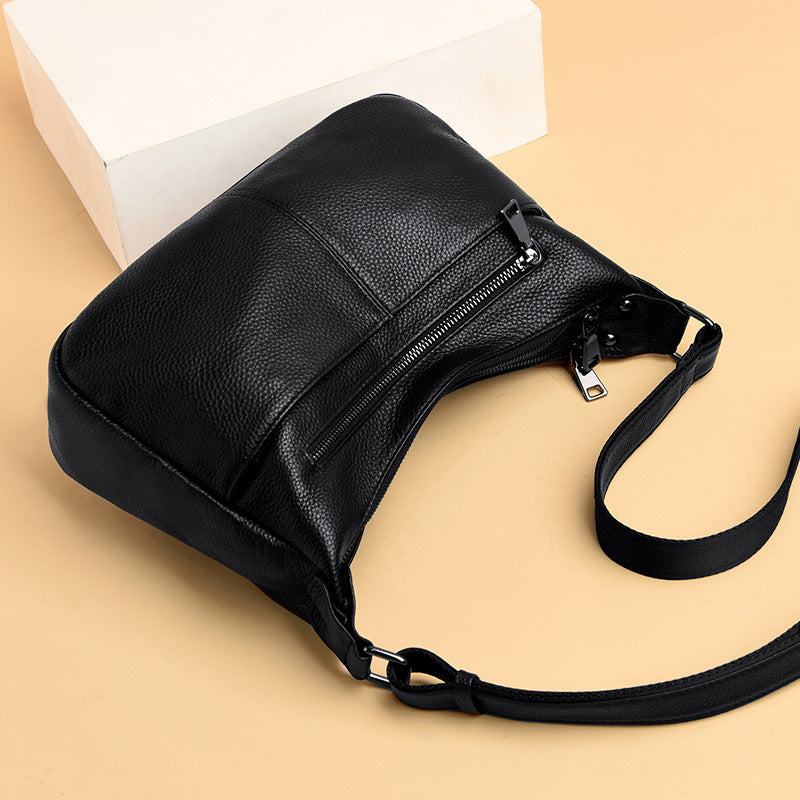 Classic Leather Shoulder Bag - Spacious, Organized, Timeless Style