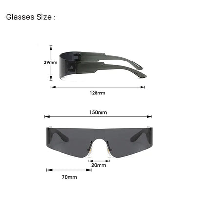 Futuristic Shield Sunglasses - Rimless, Flat Top, Edgy Style