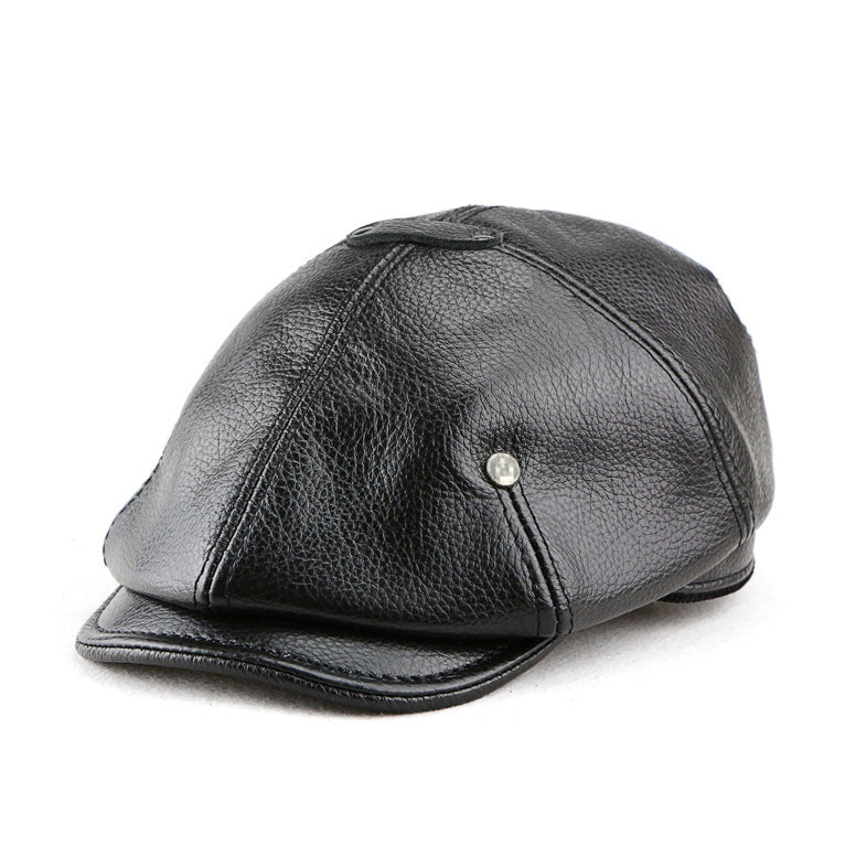 Classic Leather Newsboy Cap - Timeless Style & Comfort