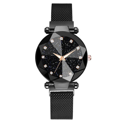 Elegant Women's Rose Gold Starry Sky Magnetic Watch