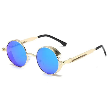 Steampunk Round Sunglasses | Gold Metal Frame | Side Shield | UV400