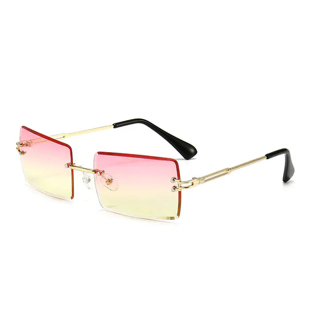 Edgy Rimless Rectangle Sunglasses - UV400, Lightweight, Fashion-Forward