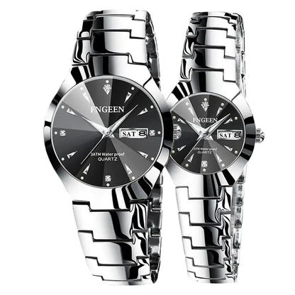 FNGEEN Women's Black Ceramic Watch with Diamond Accents