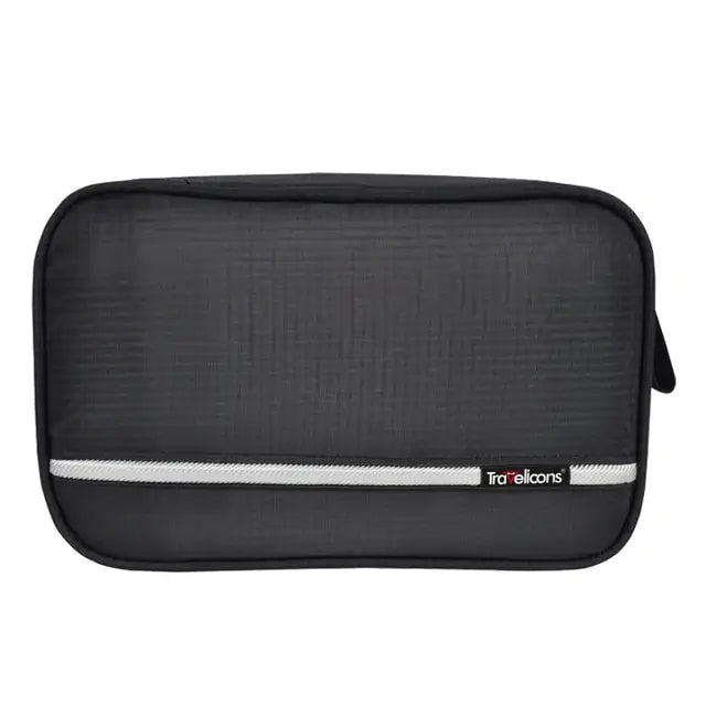 Sleek Black Travel Toiletry Bag for Men & Women | Waterproof