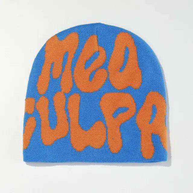 Statement "Mea Culpa" Beanie - Bold Knitted Style