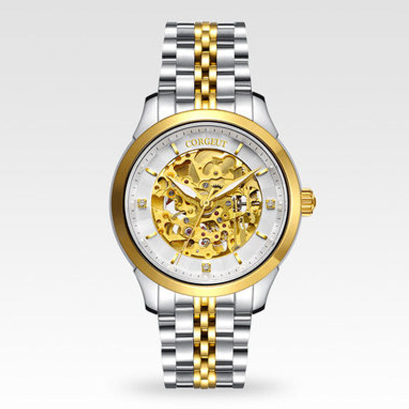 CORGEUT Men's Gold Automatic Watch | Skeleton Dial | Stainless Steel