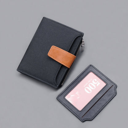 Compact RFID Wallet for Men - Canvas & Leather, Slim Bifold Design