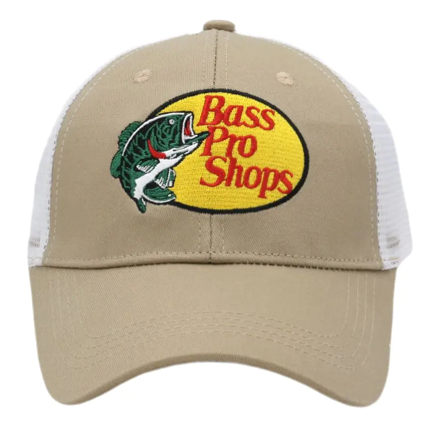 Bass Pro Shops Trucker Hat | Classic Logo | Khaki & Mesh | Unisex