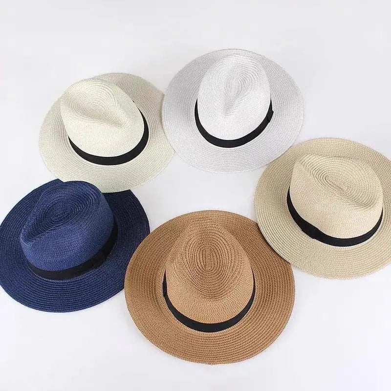 Classic Straw Fedora Hat - Summer Sun Protection, Unisex