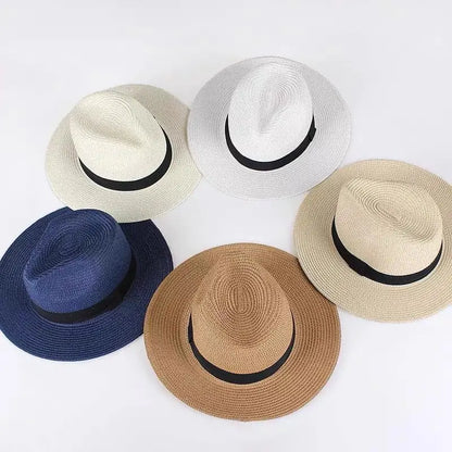 Classic Straw Fedora Hat - Summer Sun Protection, Unisex