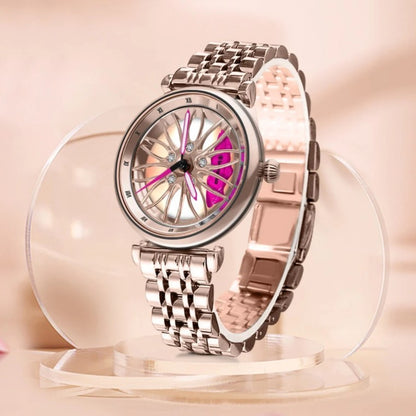 Wheel Watch - Unique Design, Diamond Accent, Women's Fashion