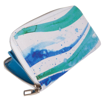 Anemoss Watercolor Waves Wallet , Women's Zippered Clutch Purse