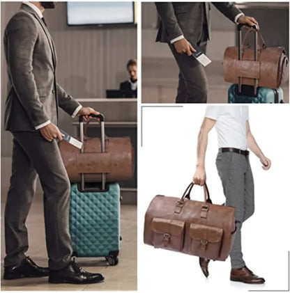 Convertible Leather Duffel Bag | Garment Bag, Travel, Gym