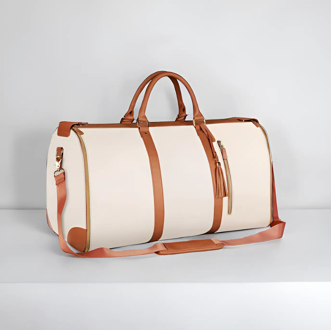 Elegant Weekender Duffel Bag - Stylish Travel Companion with Leather Accents