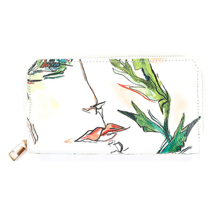 Artistic Face Print Wallet Women's Clutch Long Zippered Purse