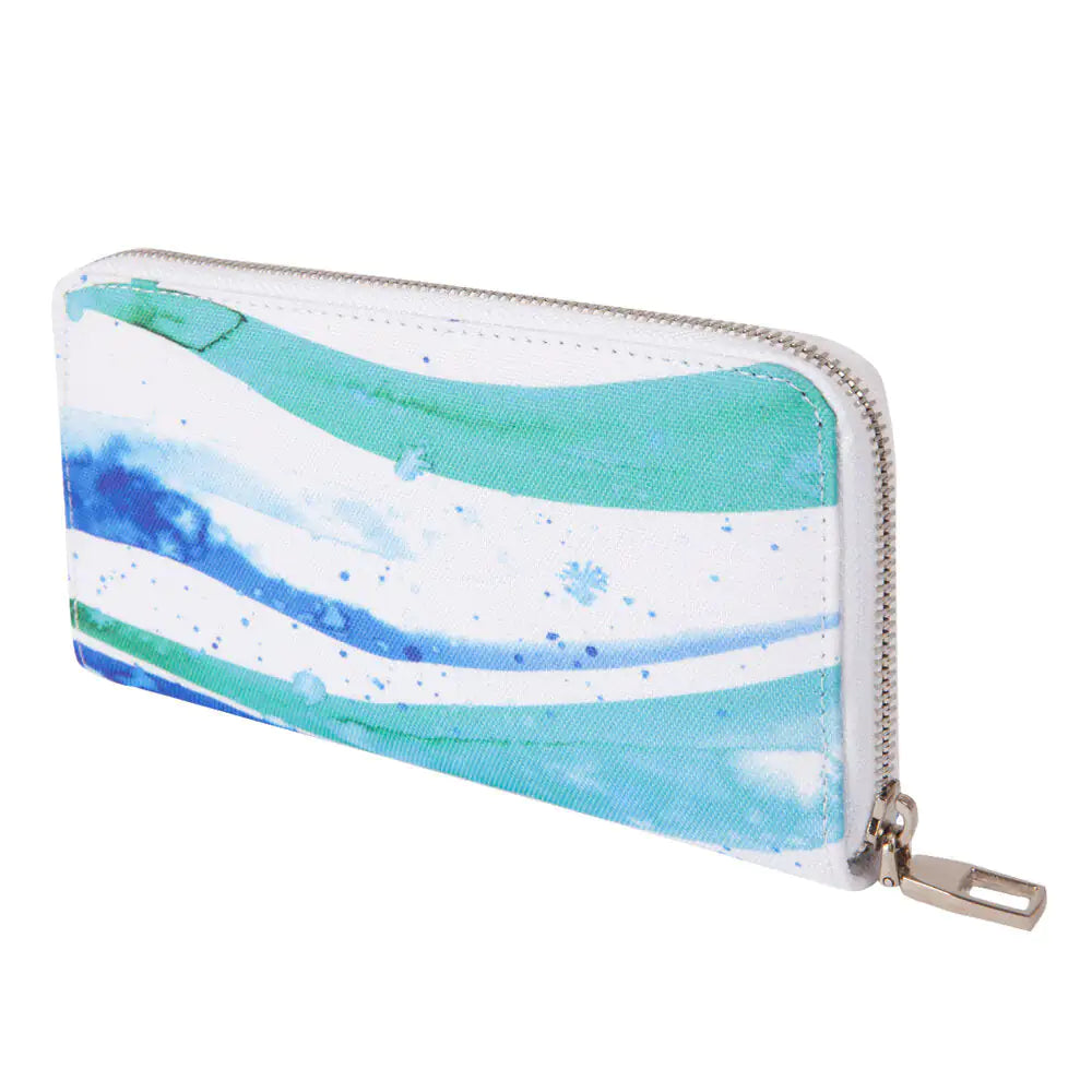 Anemoss Watercolor Waves Wallet , Women's Zippered Clutch Purse