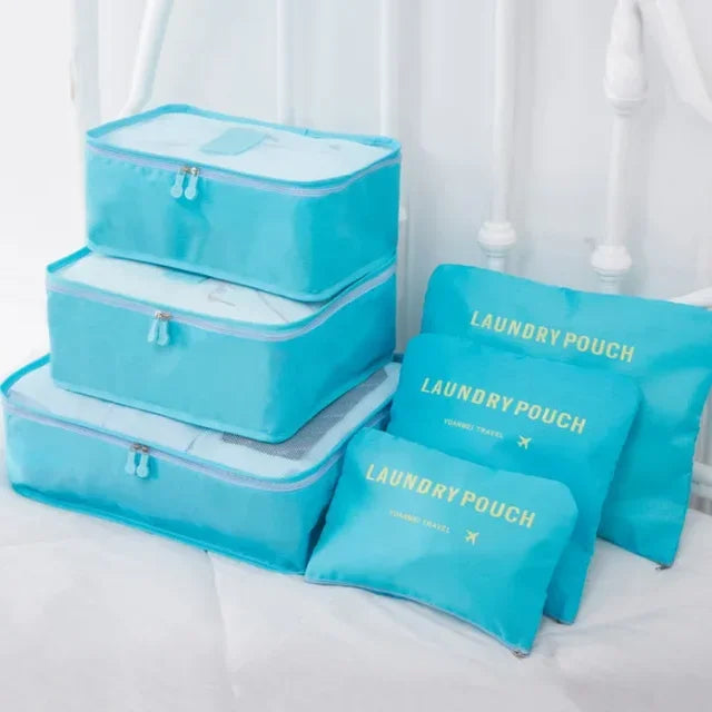 6-Piece Packing Cube Set with Laundry Pouches - Travel Organized & Efficient