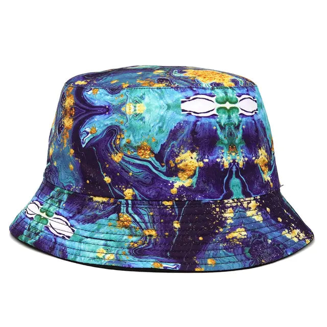 Vibrant Marble Print Reversible Bucket Hat