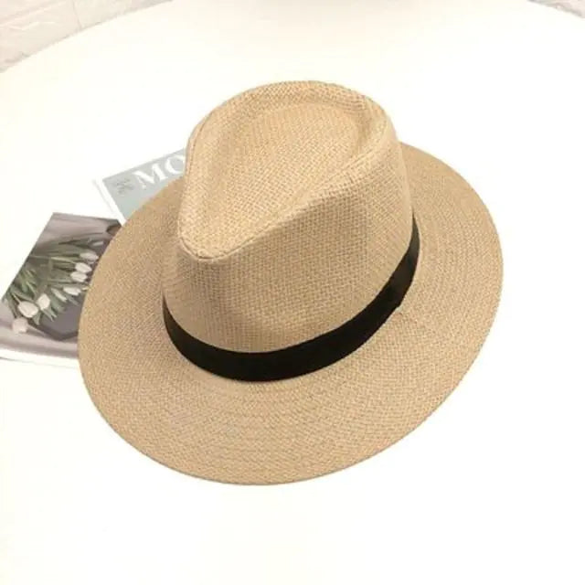 Classic Straw Fedora Hat - Summer Sun Protection, Unisex