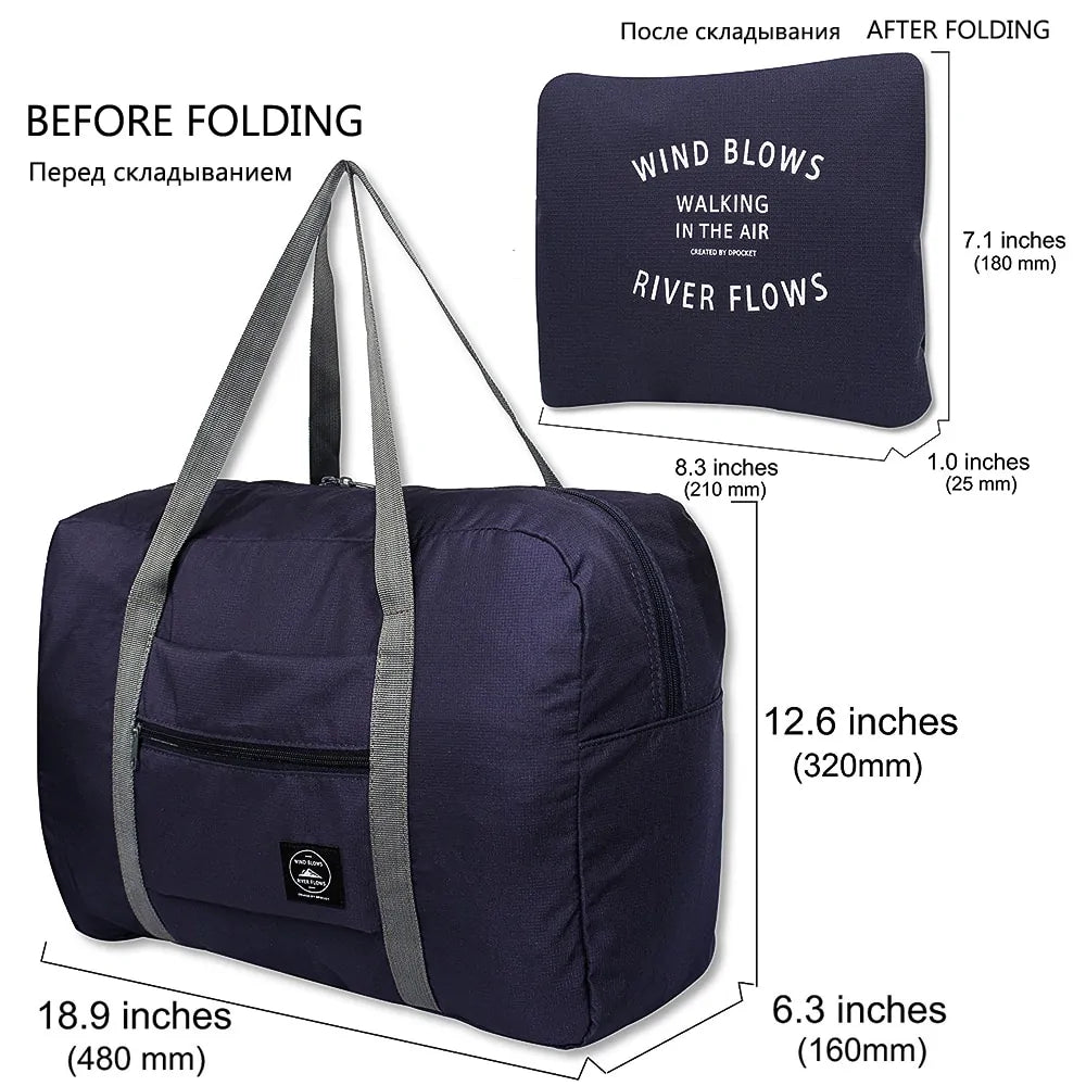 Foldable Travel Duffel Bag, Lightweight, Waterproof, Carry-On