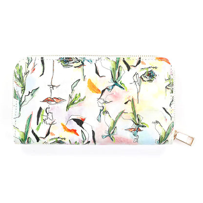 Artistic Face Print Wallet Women's Clutch Long Zippered Purse