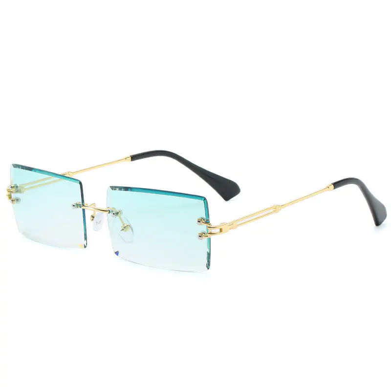 Edgy Rimless Rectangle Sunglasses - UV400, Lightweight, Fashion-Forward