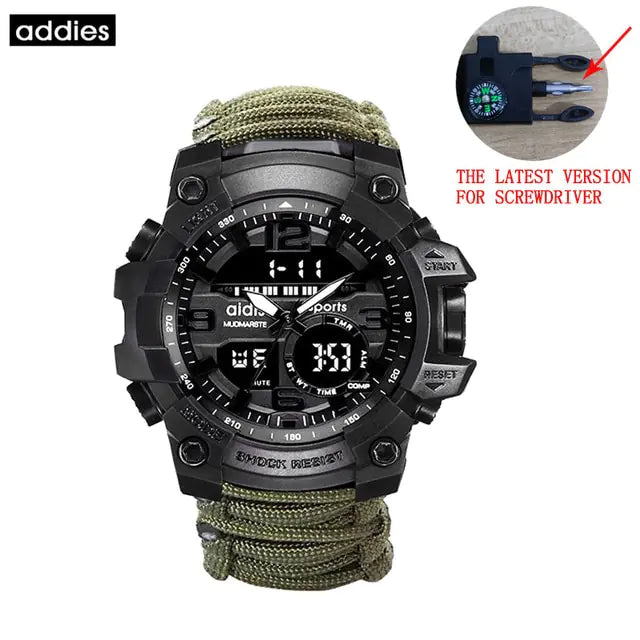 Addies Mudmarsite: Rugged Outdoor Sports Watch with Paracord Band