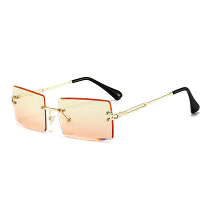 Edgy Rimless Rectangle Sunglasses - UV400, Lightweight, Fashion-Forward