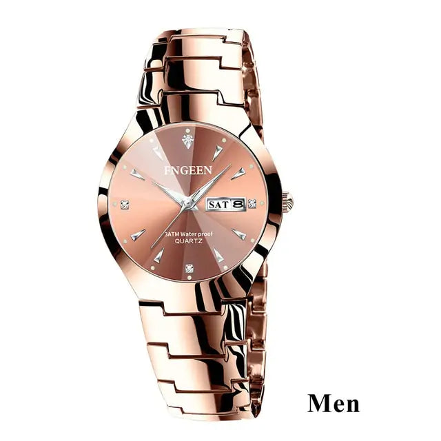 FNGEEN Women's Black Ceramic Watch with Diamond Accents