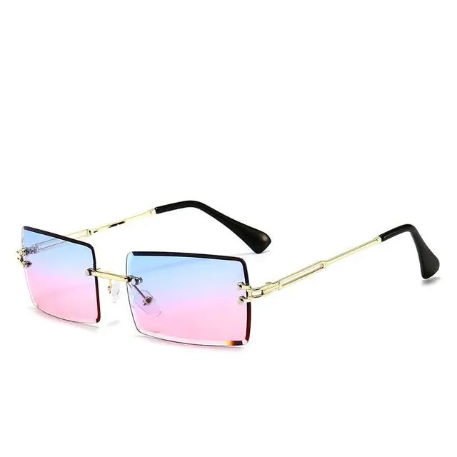 Edgy Rimless Rectangle Sunglasses - UV400, Lightweight, Fashion-Forward