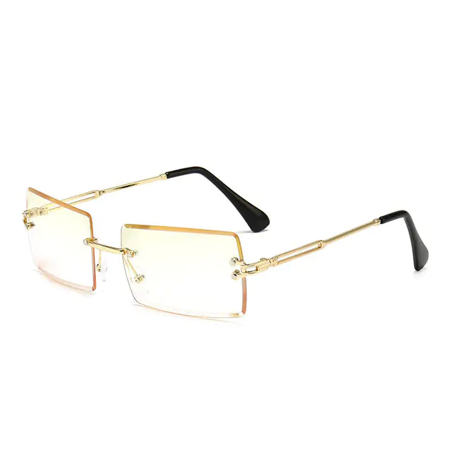 Edgy Rimless Rectangle Sunglasses - UV400, Lightweight, Fashion-Forward