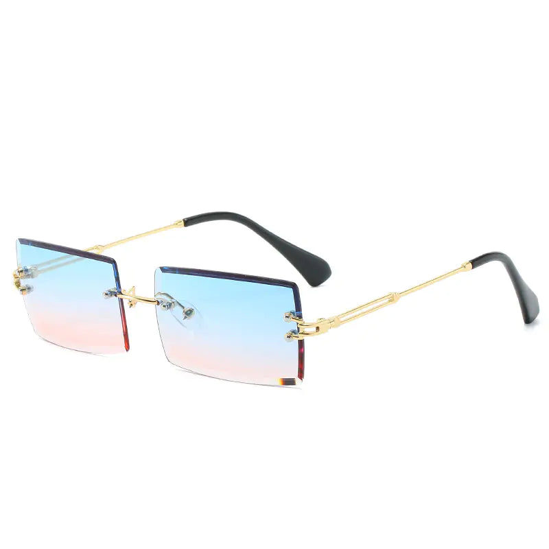 Edgy Rimless Rectangle Sunglasses - UV400, Lightweight, Fashion-Forward