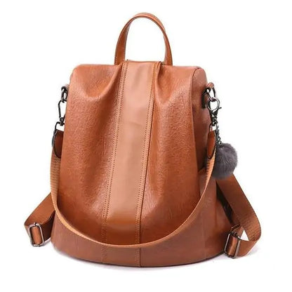 Chic Convertible Faux Leather Backpack - Anti-Theft & Spacious