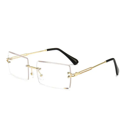 Edgy Rimless Rectangle Sunglasses - UV400, Lightweight, Fashion-Forward