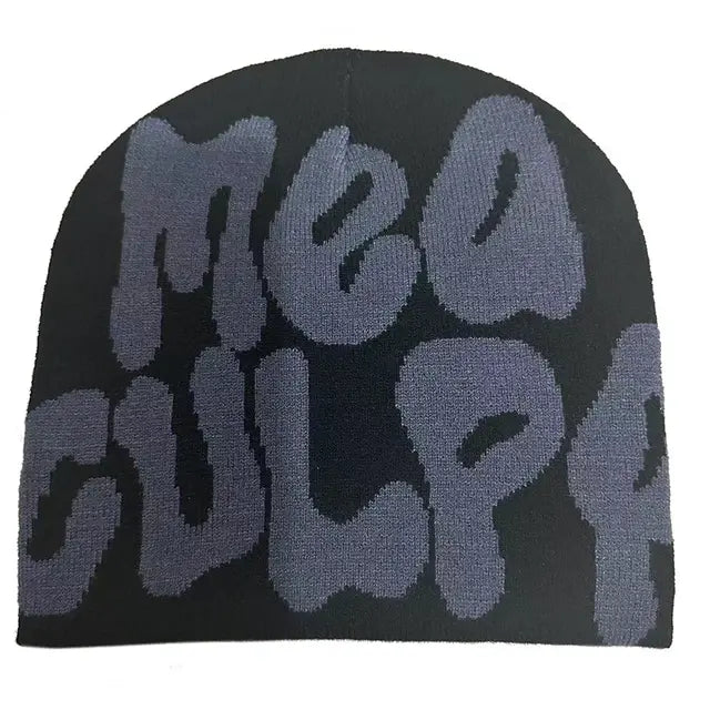 Statement "Mea Culpa" Beanie - Bold Knitted Style