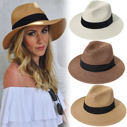 Classic Straw Fedora Hat - Summer Sun Protection, Unisex