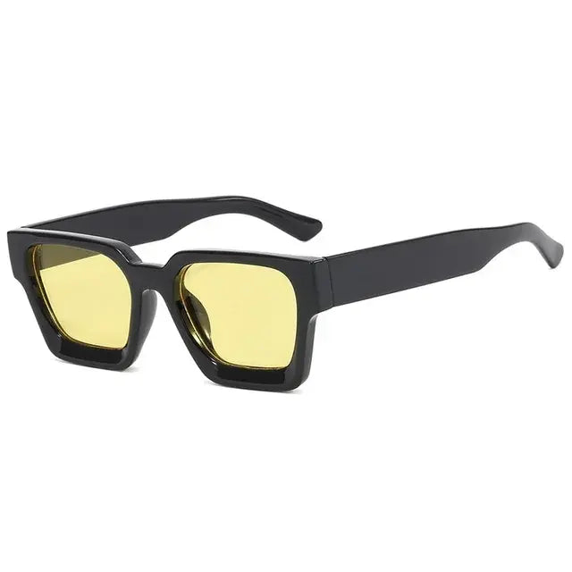 Trendy Square Sunglasses - Bold Black Frame, Blue Lenses, UV Protection